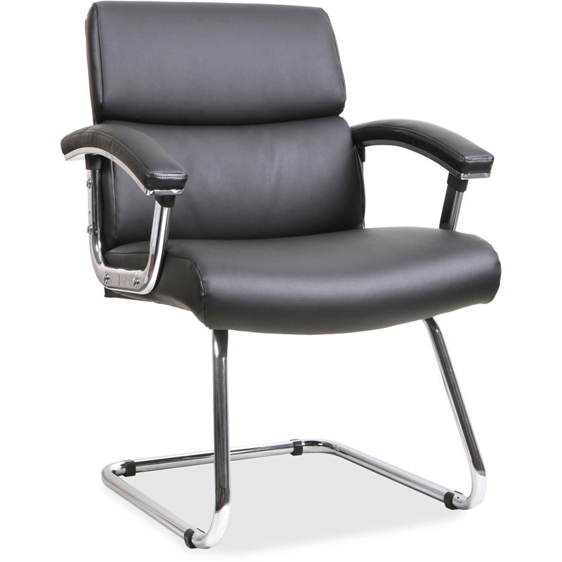 Deluxe Comfort 26'' Black Bonded Leather Guest Chair with Chrome Sled Base