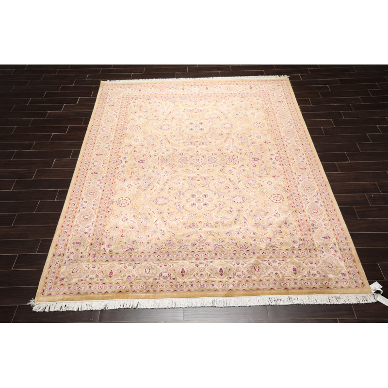 Hand-Knotted Ivory Wool Oriental 8' x 10' Area Rug