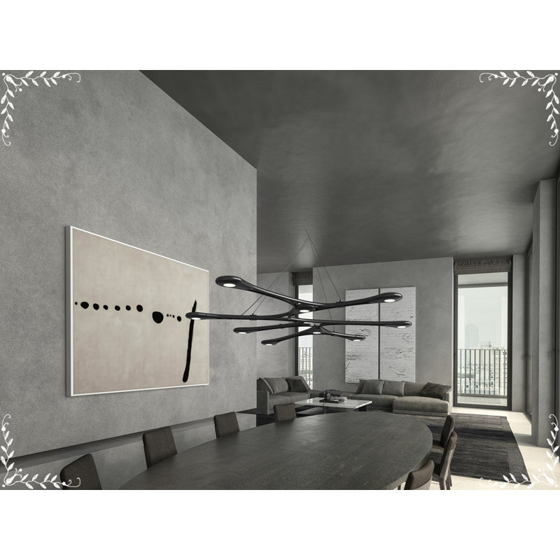 Satin Black Abstraction Linear LED Island Pendant, 54" Length