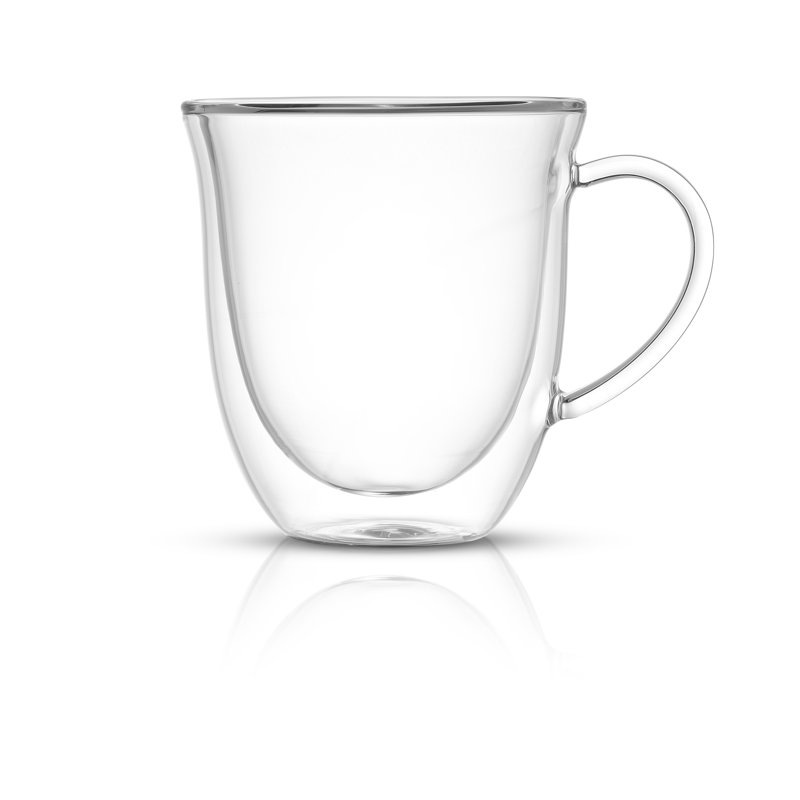 Clear Double Wall Insulated Glass Coffee Mugs - 13.5 oz Set