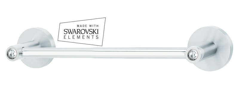 Polished Chrome 14'' Contemporary Crystal Towel Bar