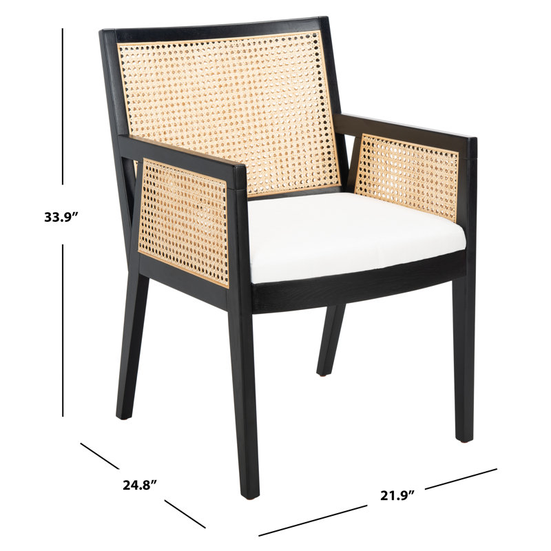 Malik Coastal Chic Black and Natural Rattan Arm Chair