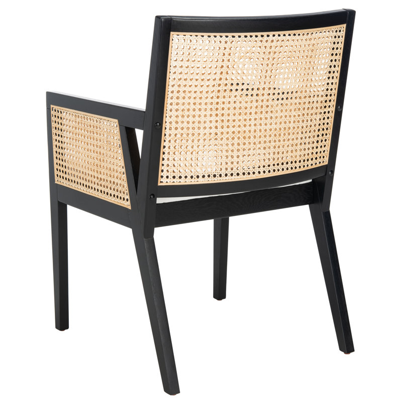 Malik Coastal Chic Black and Natural Rattan Arm Chair