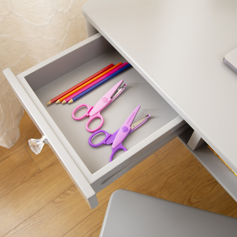Gray Wooden Kids' Writing Desk with Drawer and Chair