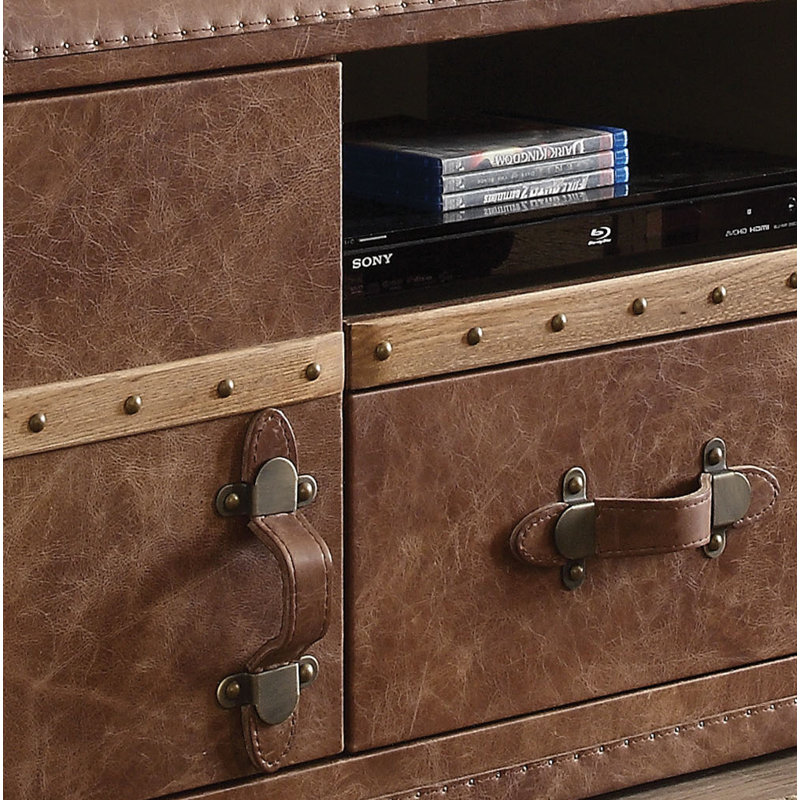 Aberdeen 80'' Retro Brown Leather TV Stand with Storage