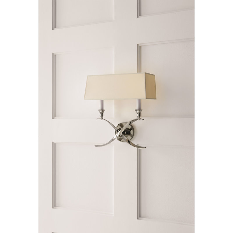 Cross Swirl Nickel Dual-Light Wall Sconce with Paper Shade