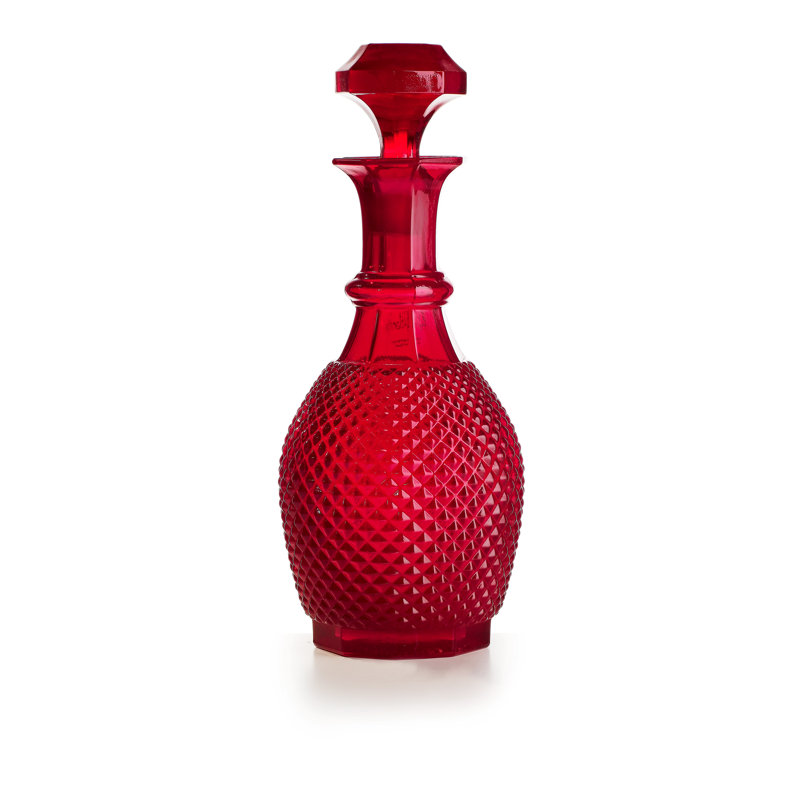 Red Crystal Diamond-Cut Glass Decanter