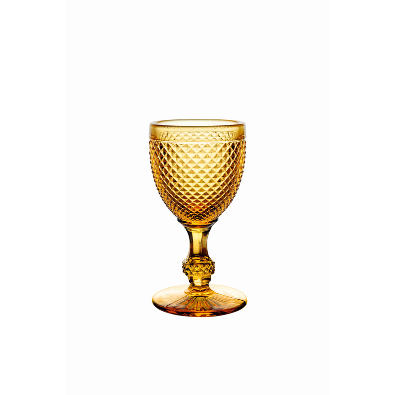 Amber Diamond Tip Traditional Wine Glass Set of 4