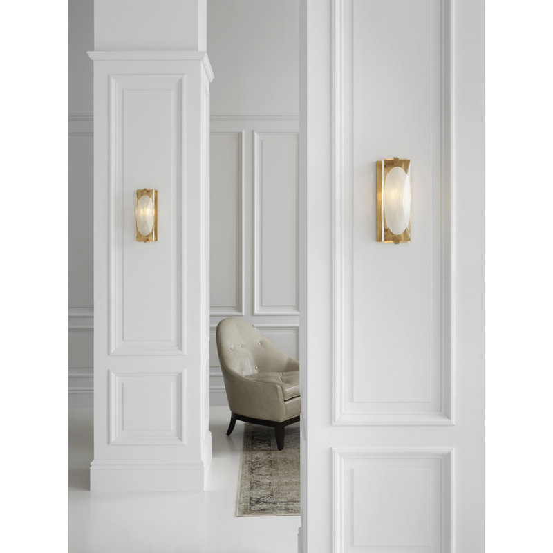 Soft Brass Outdoor Dimmable Bath Sconce with Glass Panel
