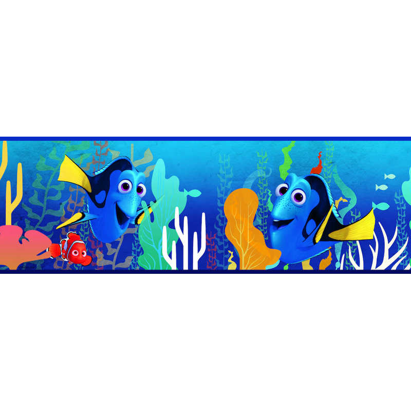 Sea World Blue Green Orange Vinyl Wallpaper Border