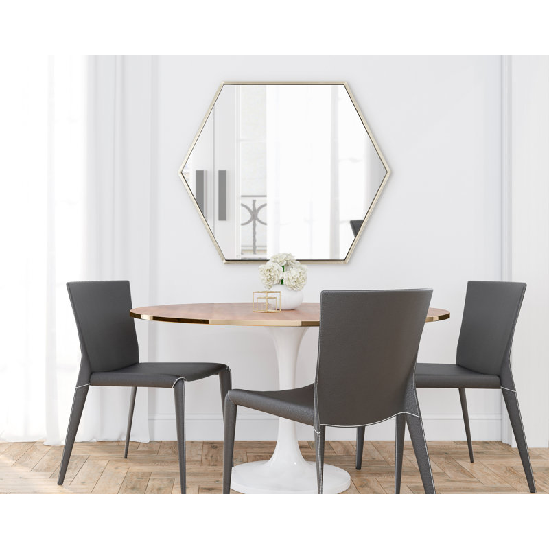 Elegant Silver Hexagon 29" Bathroom Wall Mirror