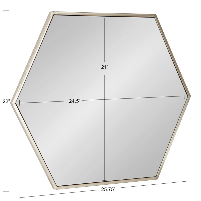 Elegant Silver Hexagon 29" Bathroom Wall Mirror