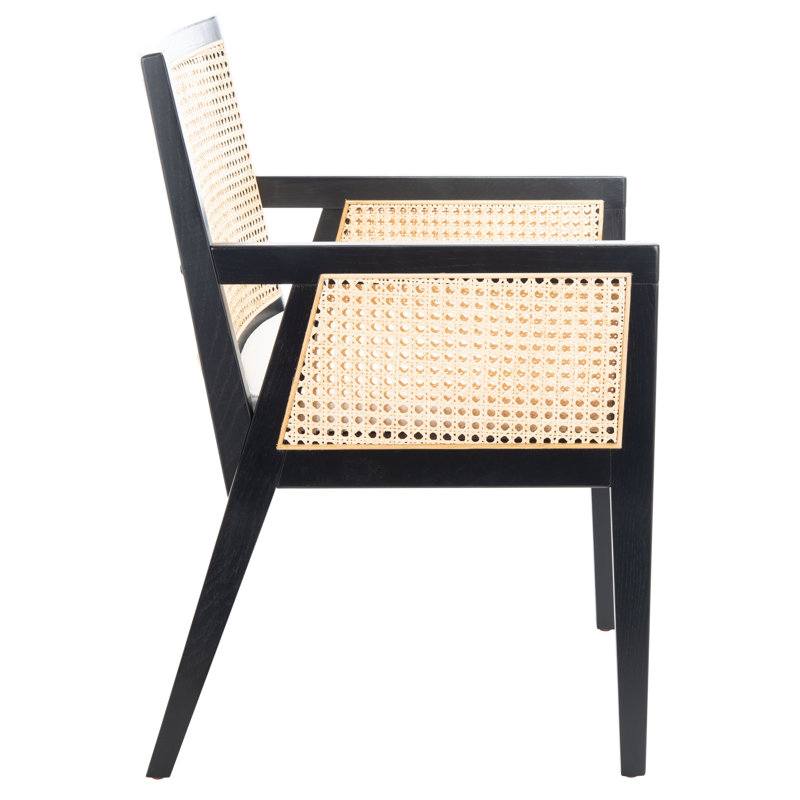 Malik Coastal Chic Black and Natural Rattan Arm Chair