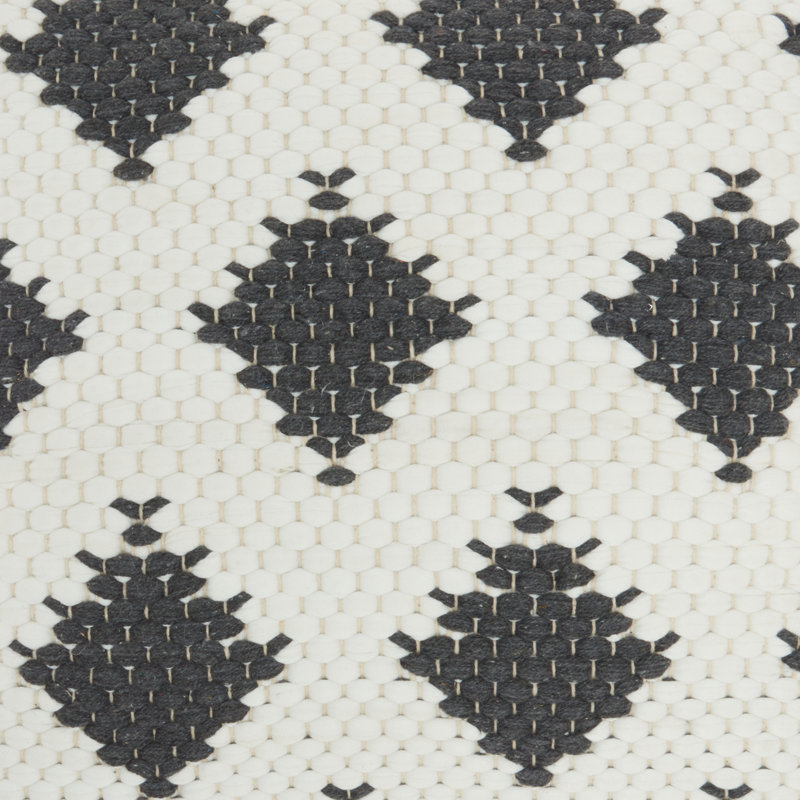Charcoal and Ivory Cotton Geometric 20" Square Throw Pillow