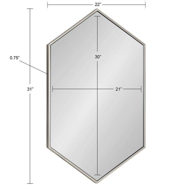 Modern Hexagon Full-Length Wall Mirror in Warm Silver