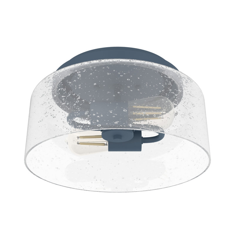 Indigo Blue Hartland Seeded Glass LED Flush Mount Light