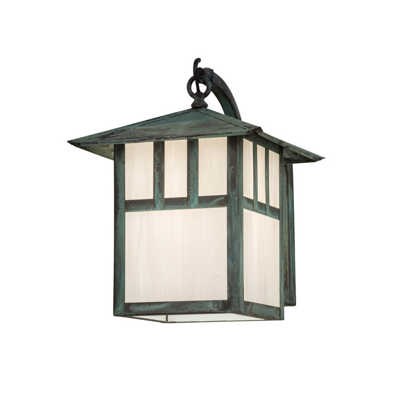 Verdigris White Glass 1-Light Armed Sconce