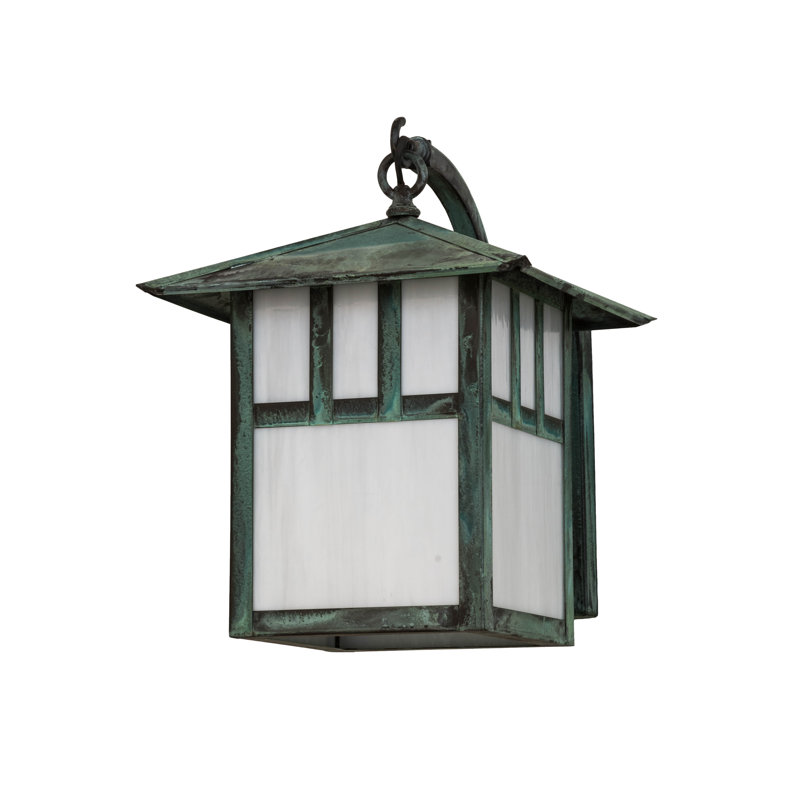 Verdigris White Glass 1-Light Armed Sconce