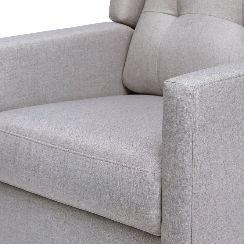 Misty Grey Swivel Recliner with Wood Base