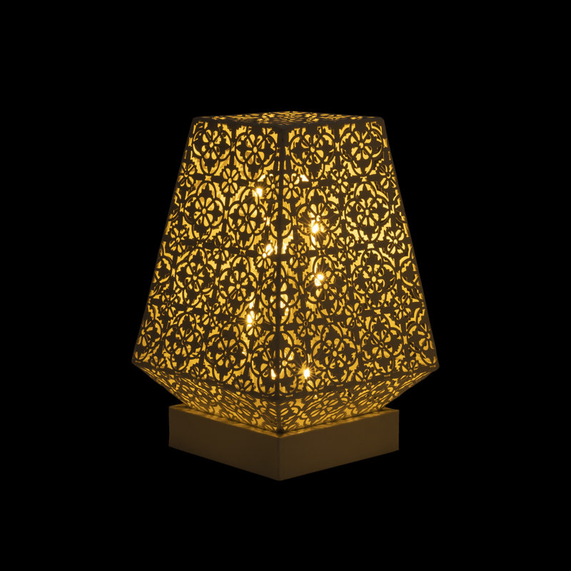White Cordless LED Outdoor Lantern with Filigree Design