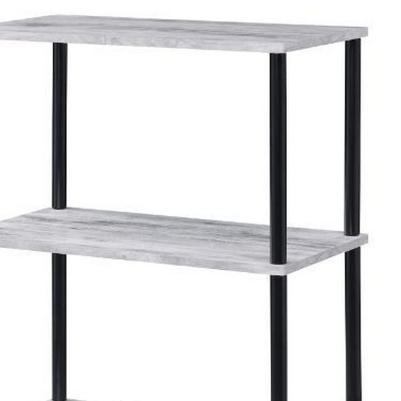 Antiqued White Adjustable 4-Tier Metal & Wood Etagere Bookcase