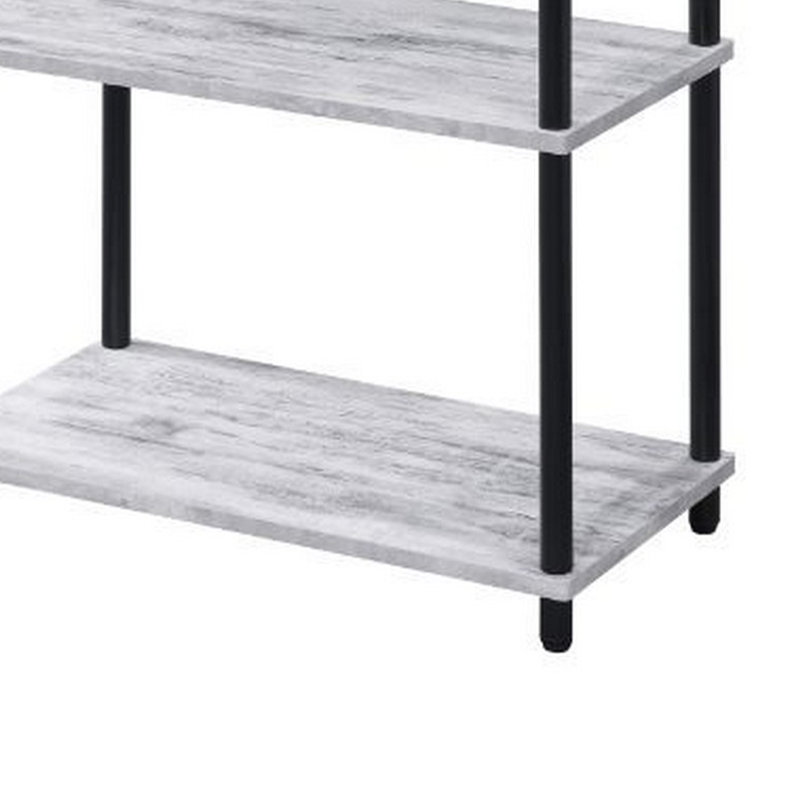 Antiqued White Adjustable 4-Tier Metal & Wood Etagere Bookcase