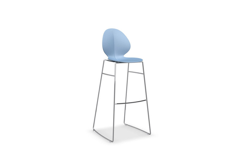 Matte Gray Ergonomic Bar Stool with Metal Base