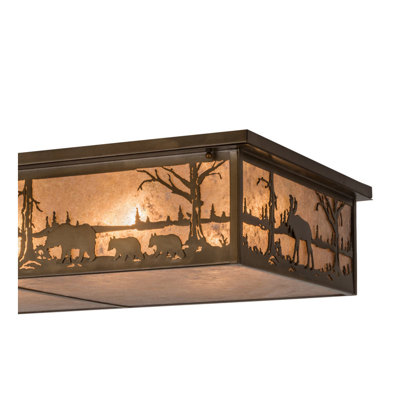 Adirondack Inspired Antique Copper & Silver Mica 8-Light Flush Mount
