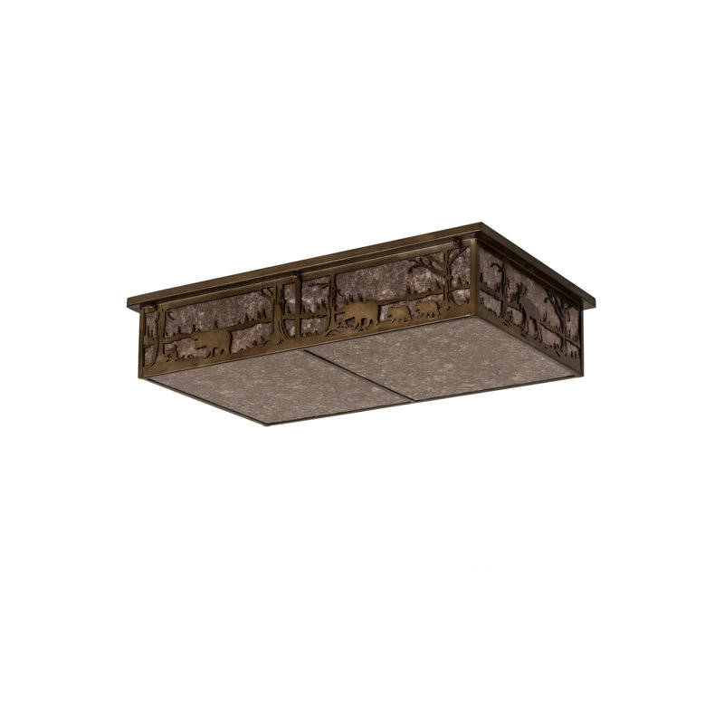 Adirondack Inspired Antique Copper & Silver Mica 8-Light Flush Mount