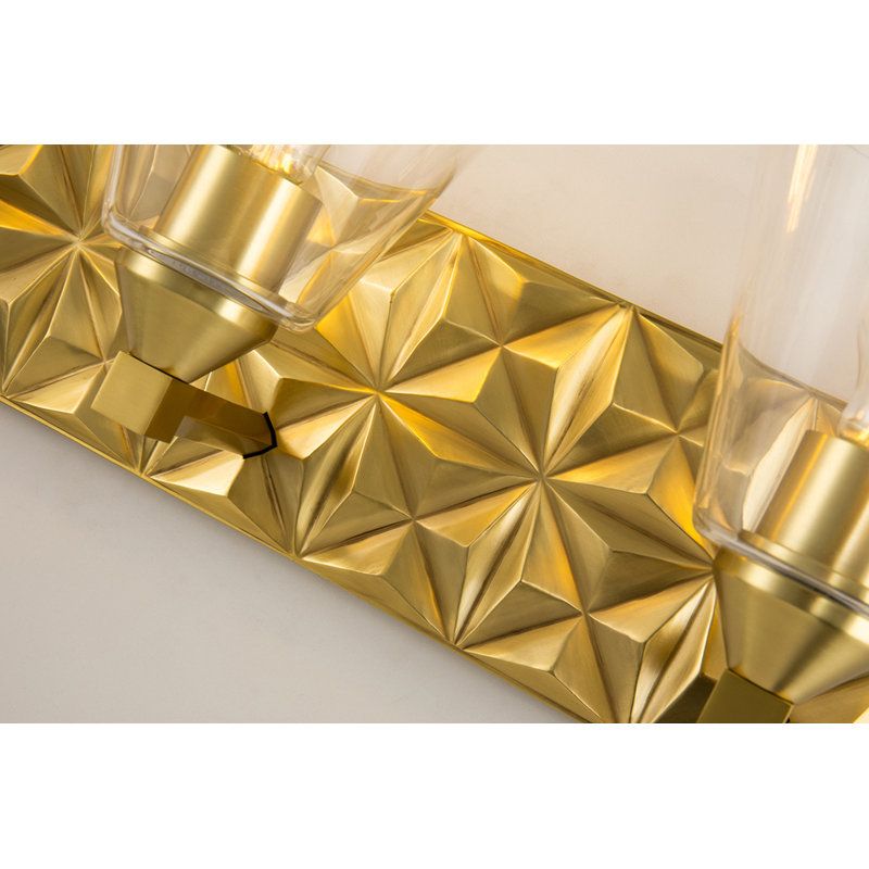 Aged Brass 3-Light Vanity Light with Clear Glass Shades