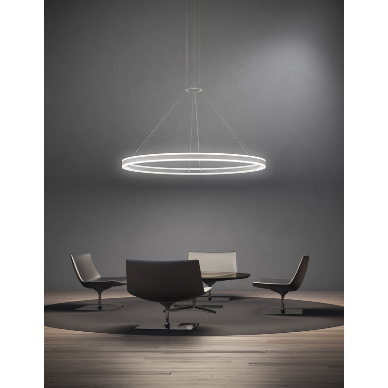 Bright Satin Aluminum LED Ring Chandelier