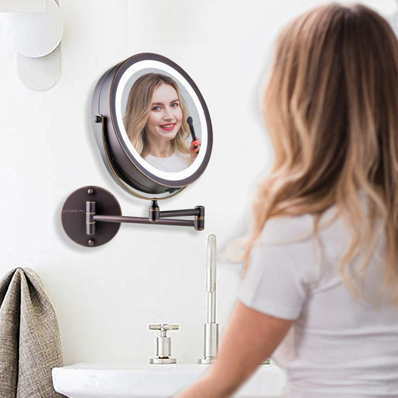 Antique Bronze 8.5" LED Wall Mounted Magnifying Mirror
