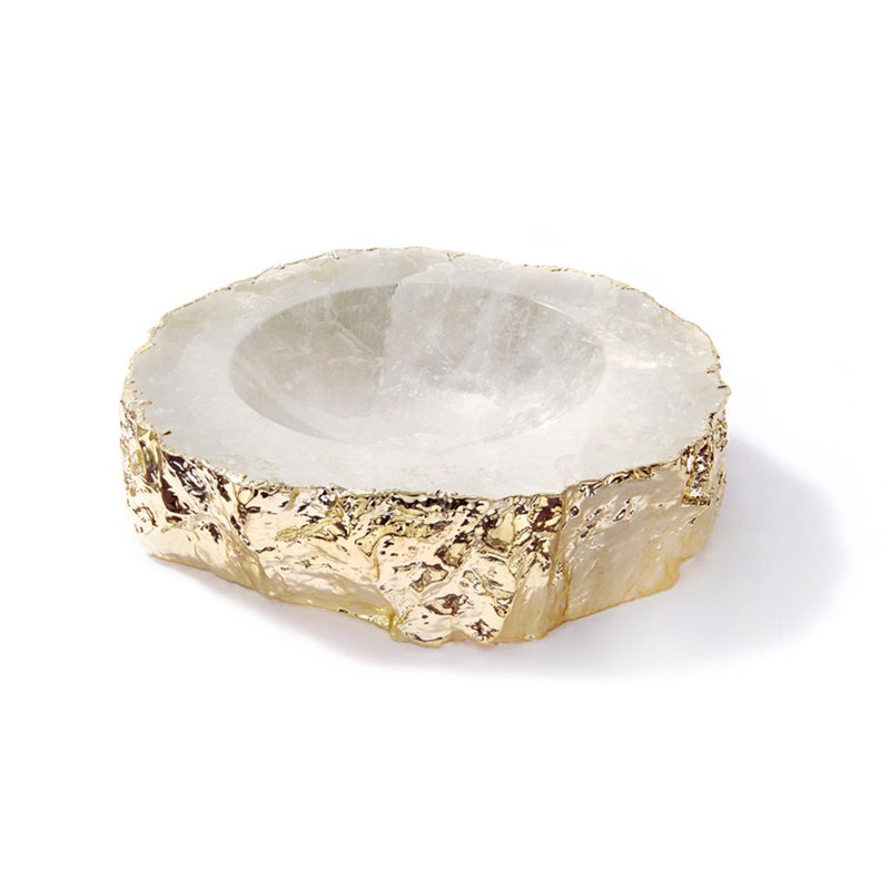 Handcrafted Crystal and Silver Gemstone Decorative Bowl