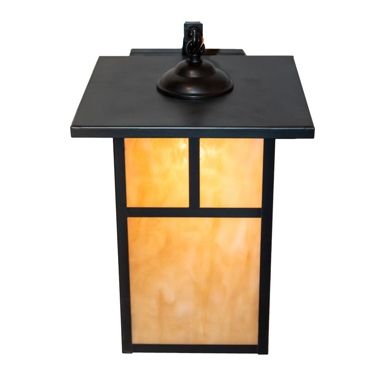Hyde Park Craftsman Brown 1-Light Wall Sconce with Beige Glass Shade