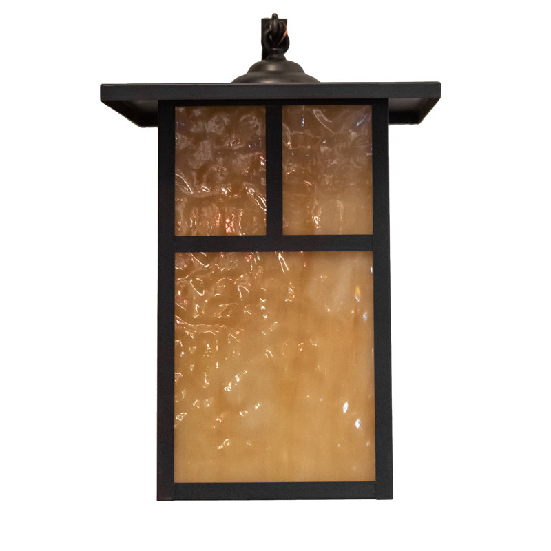 Hyde Park Craftsman Brown 1-Light Wall Sconce with Beige Glass Shade