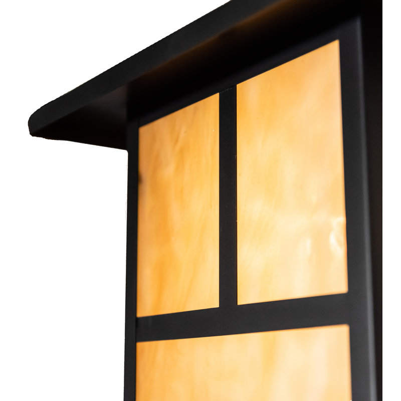 Hyde Park Craftsman Brown 1-Light Wall Sconce with Beige Glass Shade