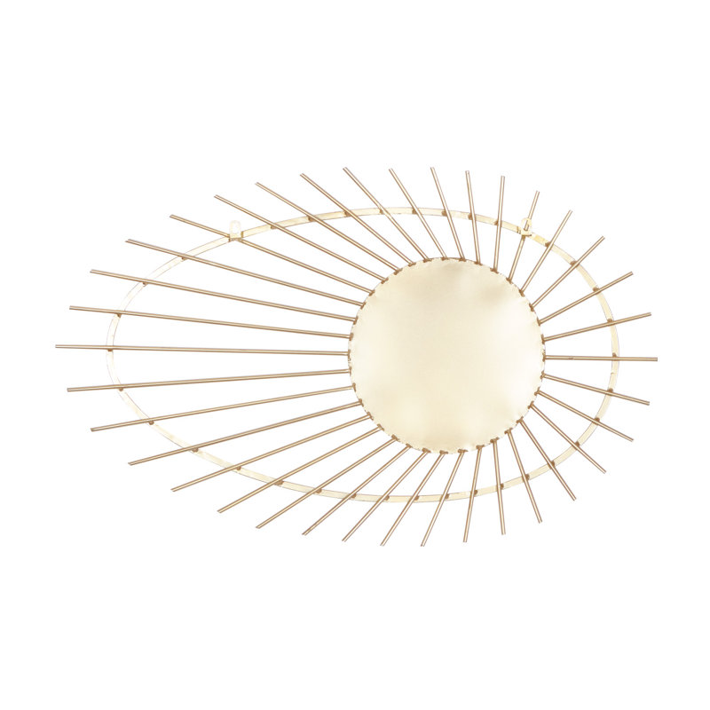 Gold Handmade Abstract Starburst Round Wall Mirror, 22" x 34"