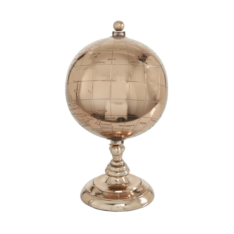 Rose Gold Aluminum Tabletop Globe with Stand