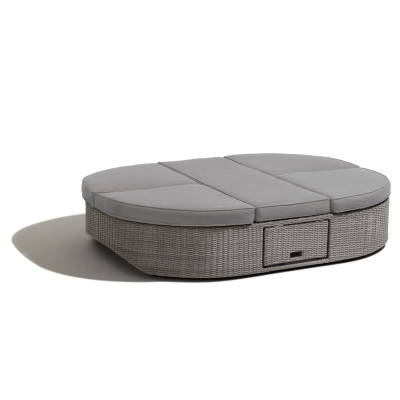 Sandra 75" Gray Aluminum Wicker Outdoor Daybed
