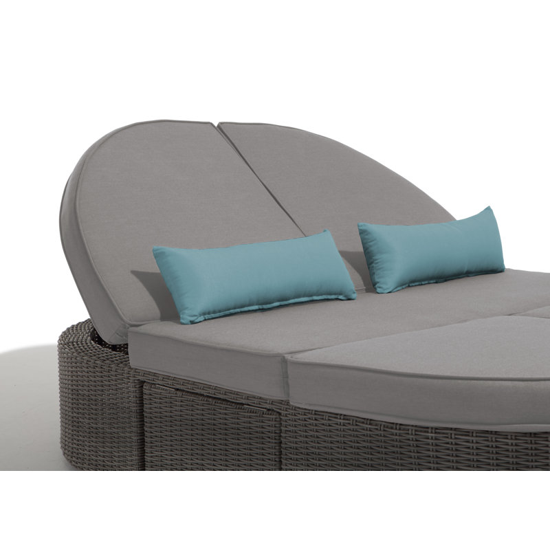 Sandra 75" Gray Aluminum Wicker Outdoor Daybed