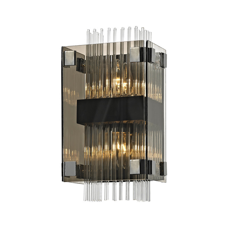 Apollo Dark Bronze and Chrome Wall Sconce with Smoked Glass