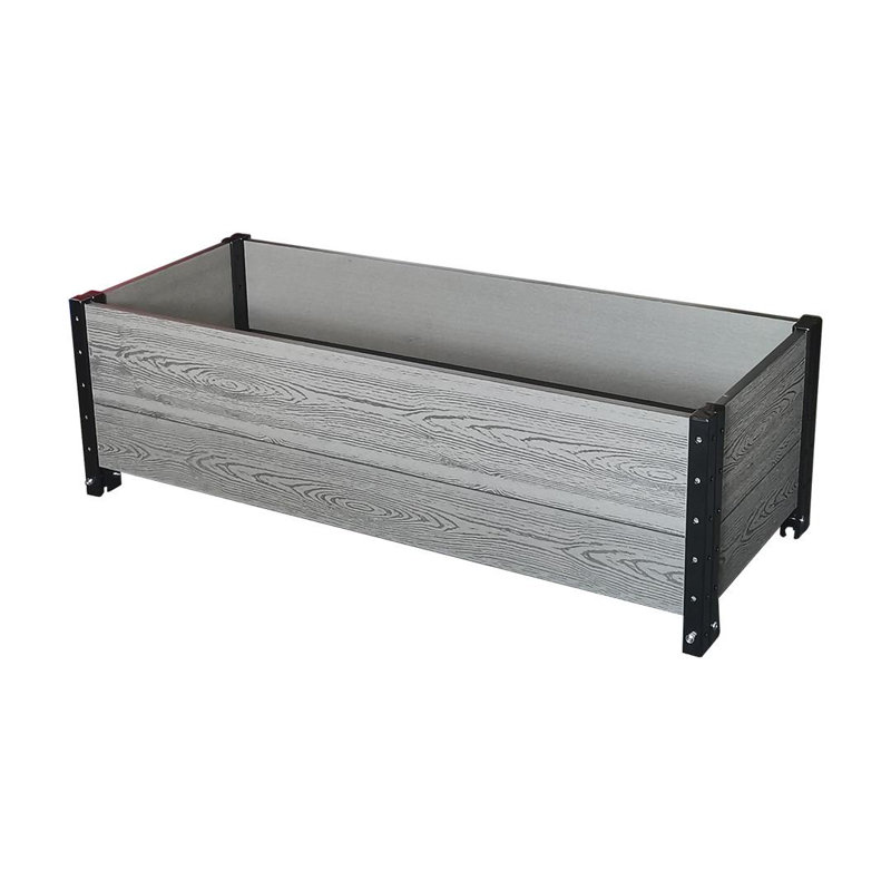 Contemporary Everbloom Grey Rectangular Raised Bed Planter with Wheels