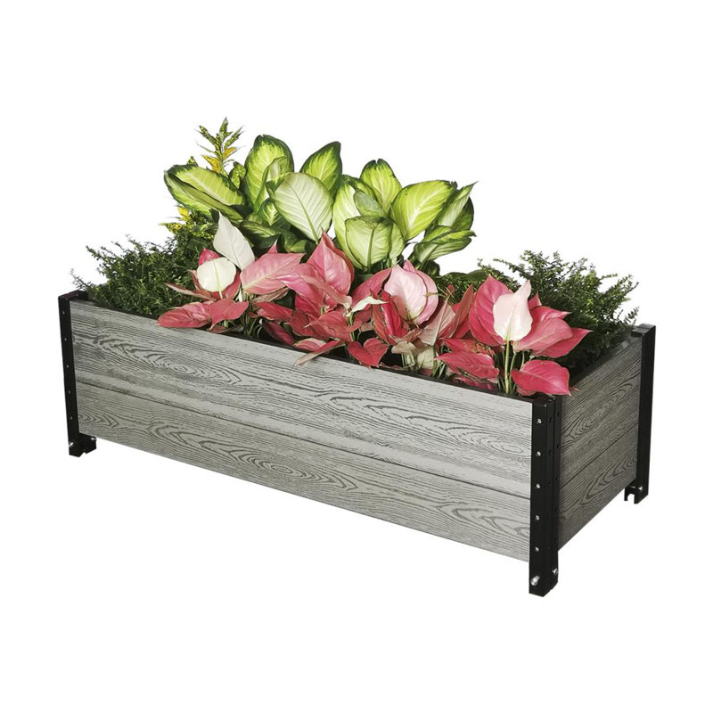Contemporary Everbloom Grey Rectangular Raised Bed Planter with Wheels