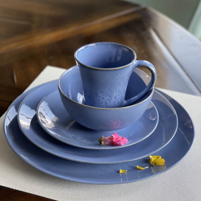 Blue Ceramic 13" Round Serving Platter