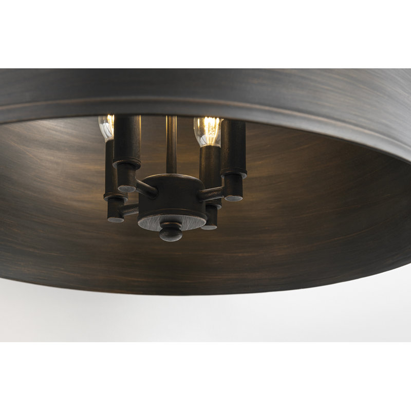 Rustic Bronze Drum Pendant Light with Brushed Nickel Accents