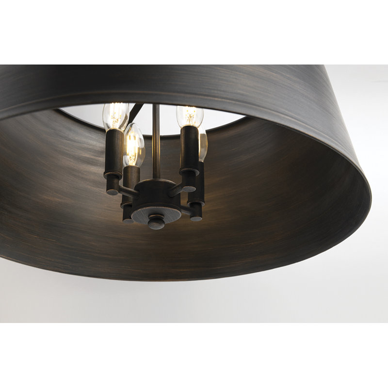Rustic Bronze Drum Pendant Light with Brushed Nickel Accents