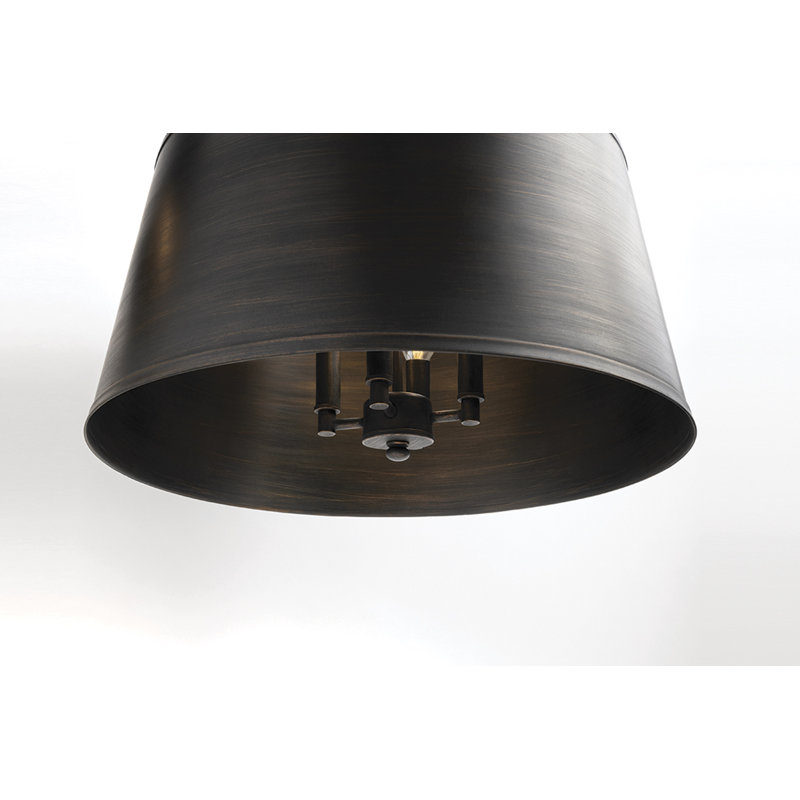 Rustic Bronze Drum Pendant Light with Brushed Nickel Accents
