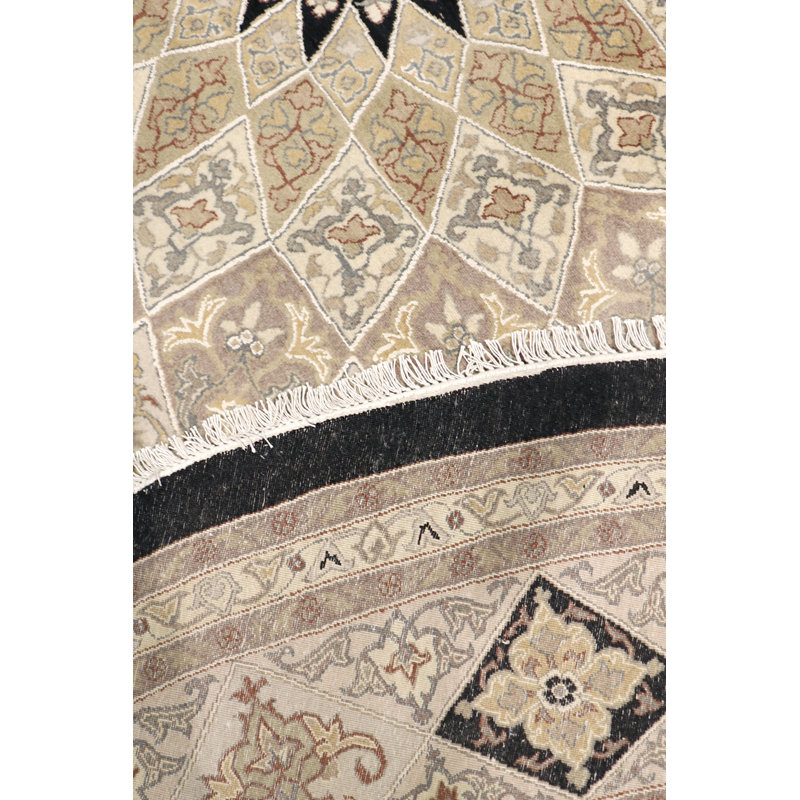 Elegance Unfurled 10' Black Round Hand-Knotted Wool Rug