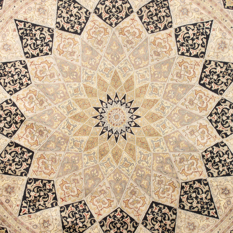 Elegance Unfurled 10' Black Round Hand-Knotted Wool Rug