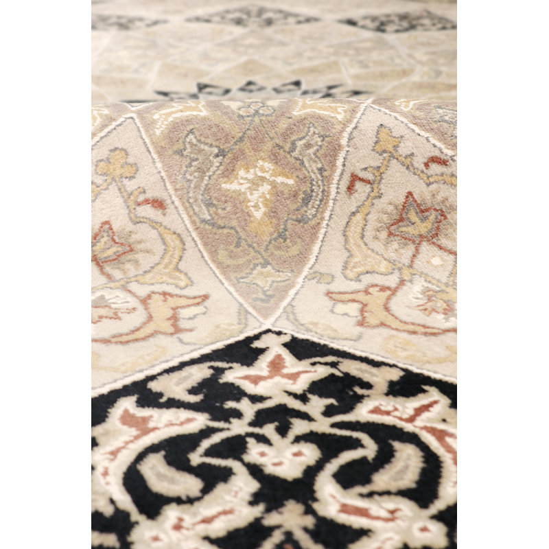 Elegance Unfurled 10' Black Round Hand-Knotted Wool Rug